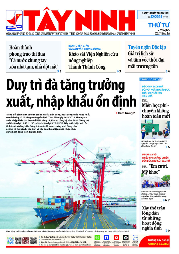 Báo Tây Ninh ngày 27/8/2025