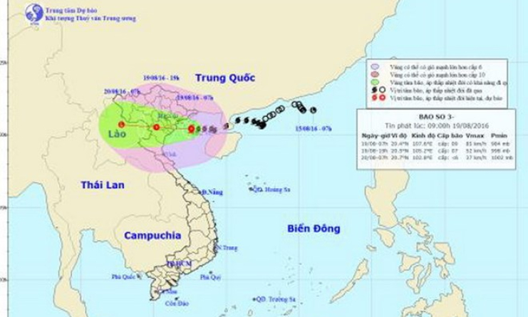 Bão số 3 sẽ đi sâu vào đất liền và suy yếu thành áp thấp