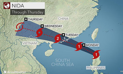 Trung Quốc nâng cảnh báo màu cam với bão Nida