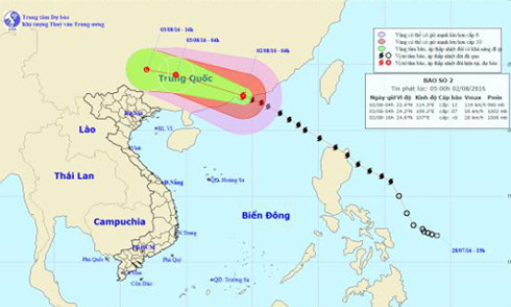 Bão số 2 cách Hong Kong 30km về phía Bắc Đông Bắc