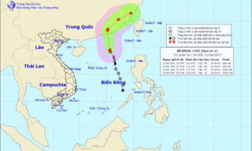 Bão số 1 di chuyển theo hướng Bắc Tây Bắc
