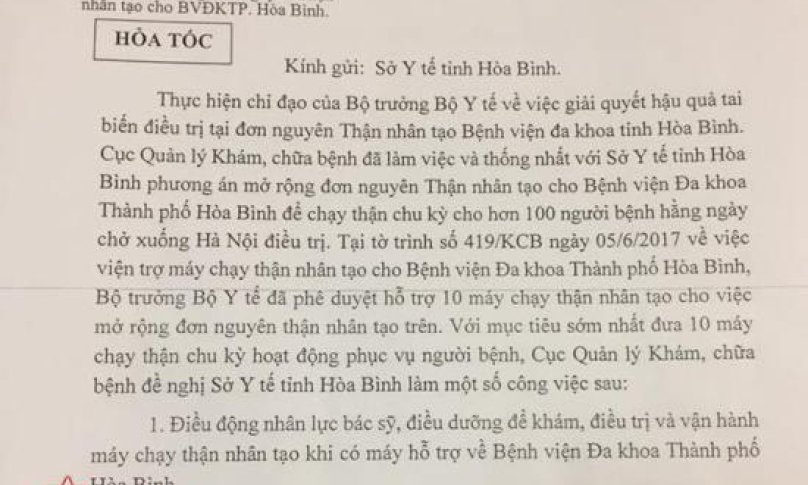 ‘Hỏa tốc’ mở rộng khoa thận nhân tạo, Bệnh viện đa khoa Thành phố Hòa Bình