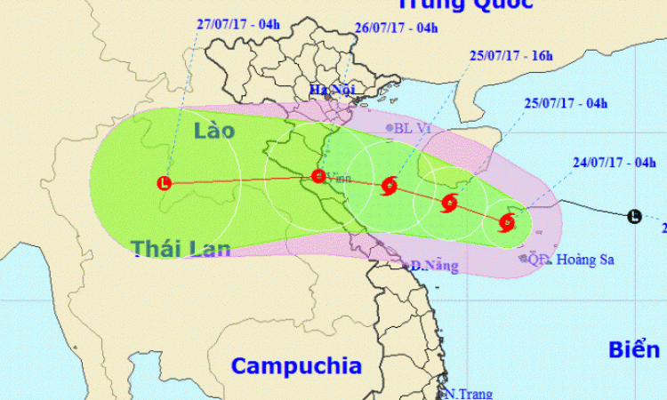 Bão số 4 mạnh cấp 8, hướng vào Thanh Hóa &#8211; Quảng Bình