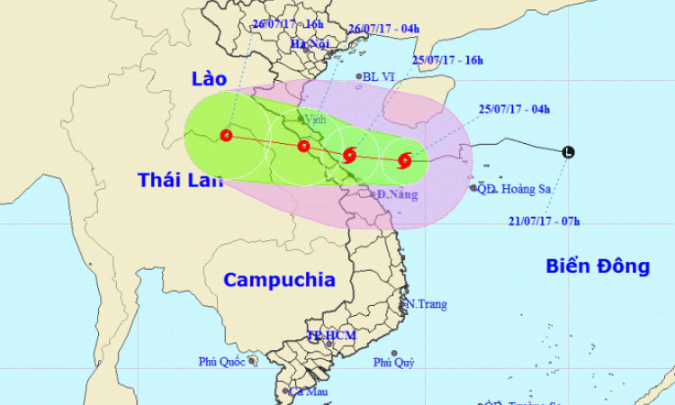 Tối nay (25/7), bão số 4 đi vào Hà Tĩnh &#8211; Quảng Trị