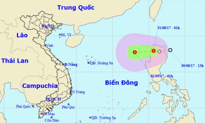 Áp thấp nhiệt đới giật cấp 9 gần Biển Đông