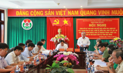 Công bố dự thảo kết quả kiểm tra về xử lý tham nhũng ở Đắk Nông