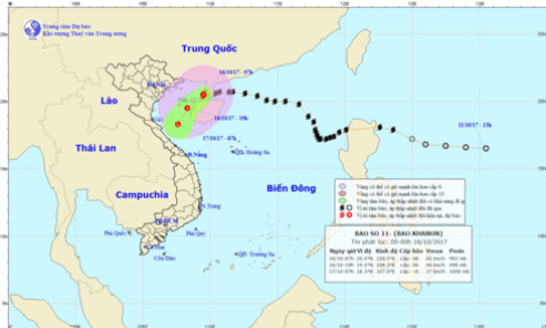 Bão số 11 tiến gần bờ có thể gây mưa rất lớn ở nhiều nơi