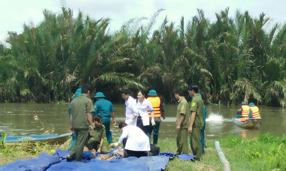 Cần Giuộc, TP. Tân An: Diễn tập phòng chống thiên tai, tìm kiếm cứu nạn