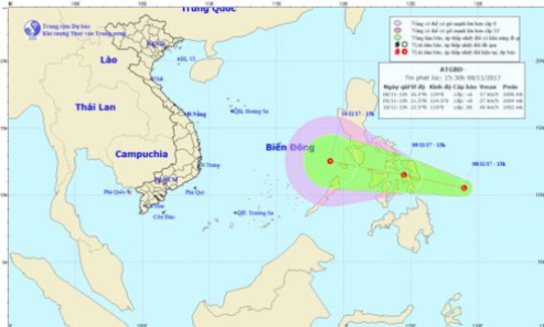 Áp thấp nhiệt đới đang tiến vào biển Đông