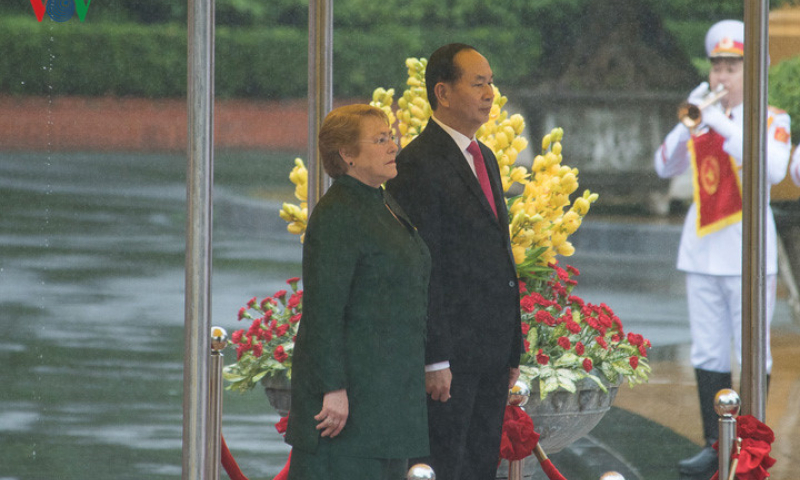 Chủ tịch nước Trần Đại Quang chủ trì lễ đón trọng thể Tổng thống Chile