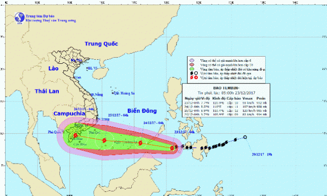 Bão Tembin mạnh lên, cách bờ biển Vũng Tàu &#8211; Cà Mau 400- 500 km