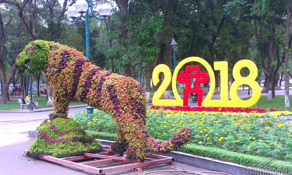 12 con giáp khổng lồ bằng lá tía tô ở Hà Nội