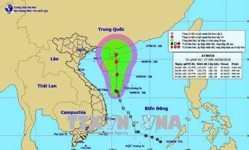 Bão số 2 di chuyển chậm theo hướng Bắc Tây Bắc, miền Bắc chuyển nắng nóng