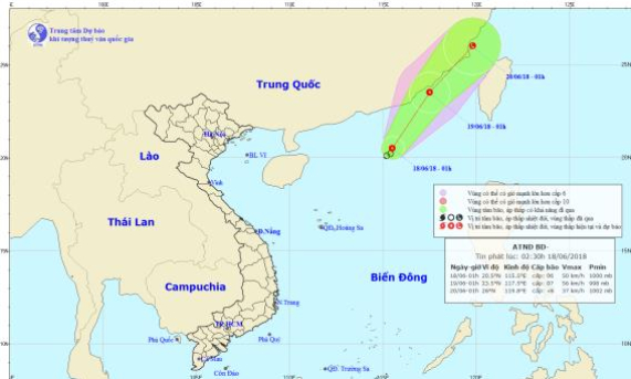 Áp thấp nhiệt đới di chuyển theo hướng Đông Bắc, cả nước có mưa dông