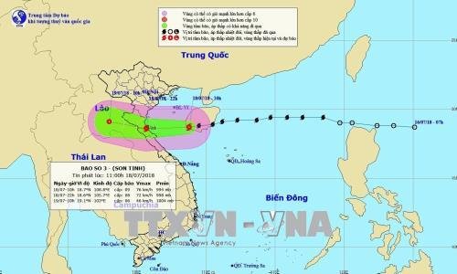 Bão số 3 đã đi vào vịnh Bắc Bộ và tiếp tục di chuyển nhanh theo hướng Tây