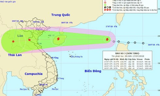 Bão Sơn Tinh hình thành trên Biển Đông, sức gió giật cấp 10