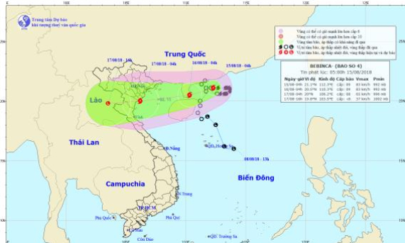 Bão số 4 giật cấp 10 hướng vào Quảng Ninh &#8211; Thanh Hóa, Bắc và Trung Bộ mưa to 3 ngày tới