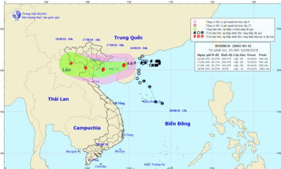 Bão số 4 chỉ còn cách Quảng Ninh 200 km, gió giật cấp 11