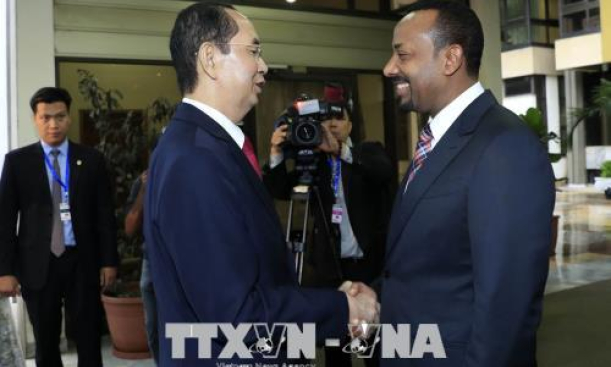 Chủ tịch nước Trần Đại Quang hội kiến Thủ tướng Ethiopia Abiy Ahmed