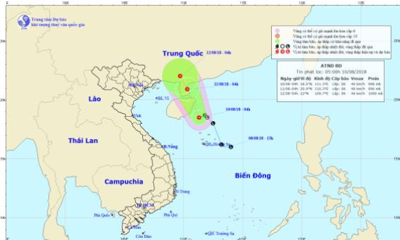 Thời tiết 10/8: Áp thấp nhiệt đới trên biển Đông, cả nước mưa rào và dông