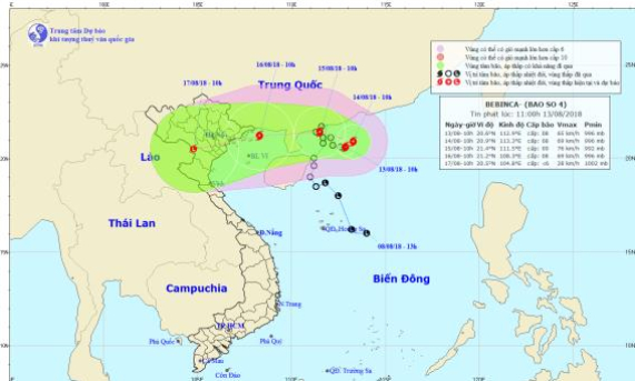 Bão số 4 di chuyển theo hướng Đông, nguy cơ cao sạt lở đất và lũ quét