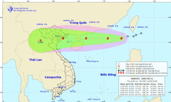 Các tỉnh, thành phố Bắc Bộ và ven biển Quảng Ninh đến Quảng Nam chủ động ứng phó với bão số 5