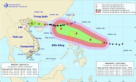 Ngày 16 và 17/9, siêu bão Mangkhut khả năng cao sẽ ảnh hưởng trực tiếp đến vịnh Bắc Bộ