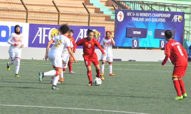 U16 nữ Việt Nam thắng đậm 14-0 trước U16 nữ Bahrain