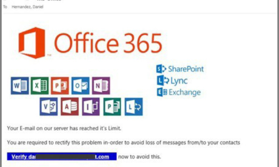 Hàng loạt email bị tấn công từ Office 365 giả mạo