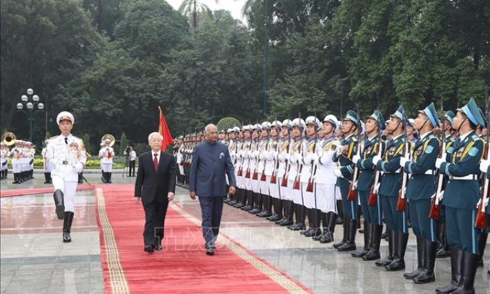 Tổng Bí thư, Chủ tịch nước Nguyễn Phú Trọng chủ trì Lễ đón Tổng thống Ấn Độ