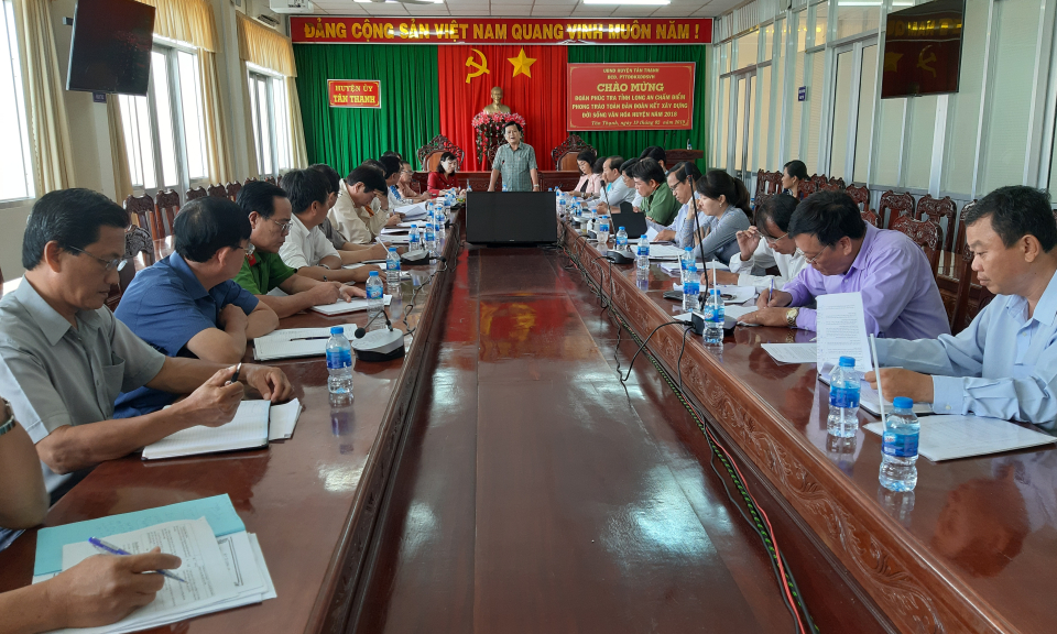 Ban Chỉ đạo Phong trào “Toàn dân đoàn kết xây dựng đời sống văn hóa” làm việc tại huyện Tân Thạnh