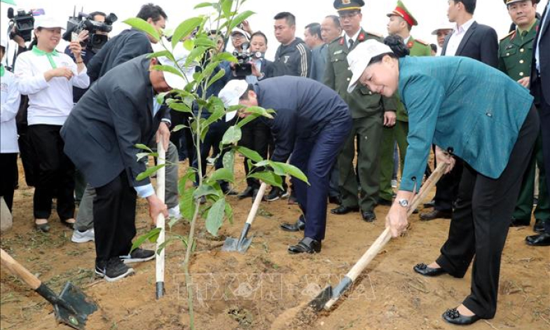 Chủ tịch Quốc hội Nguyễn Thị Kim Ngân tham dự Lễ ra quân hưởng ứng Tết trồng cây tại Hòa Bình