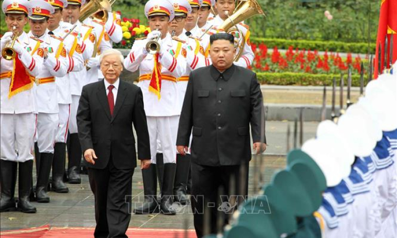 Tổng Bí thư, Chủ tịch nước chủ trì lễ đón Chủ tịch Kim Jong Un