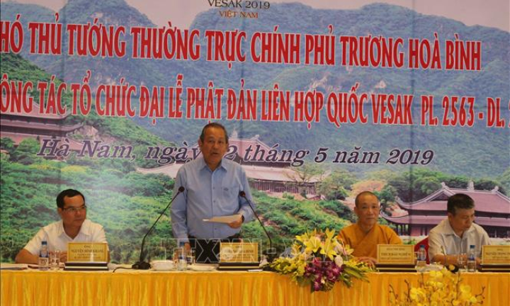 Phó Thủ tướng Trương Hòa Bình kiểm tra công tác chuẩn bị Đại lễ Vesak Liên hợp quốc 2019