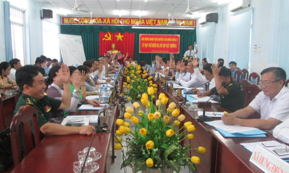 Kỳ họp thứ 13 (kỳ họp bất thường) HĐND huyện Tân Hưng khóa V