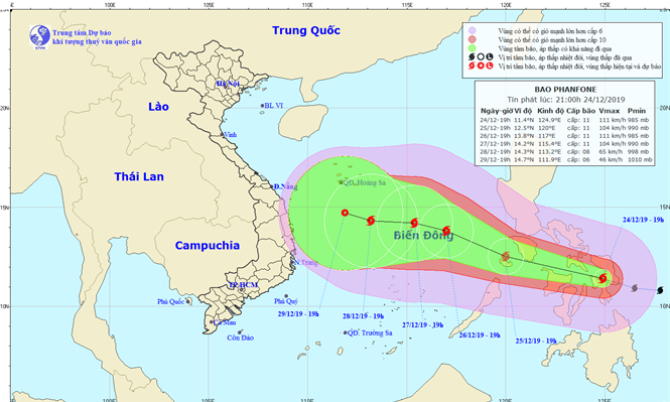 Bão Phanfone sẽ đi vào Biển Đông