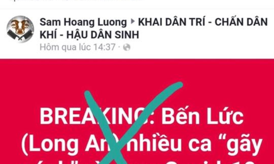 Bến Lức: Cần thận trọng tiếp nhận thông tin trên mạng xã hội liên quan dịch Covid-19