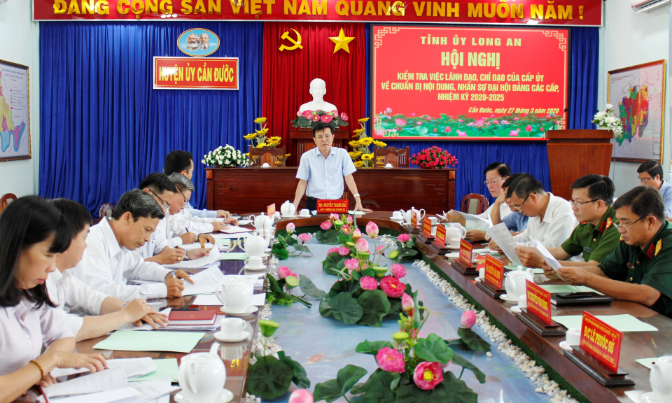 Trưởng Ban Tổ chức Tỉnh ủy kiểm tra công tác chuẩn bị Đại hội tại Cần Đước