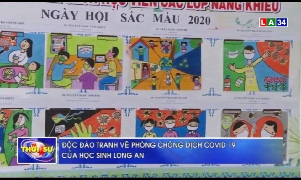 Độc đáo tranh vẽ phòng chống dịch Covid-19 của học sinh Long An