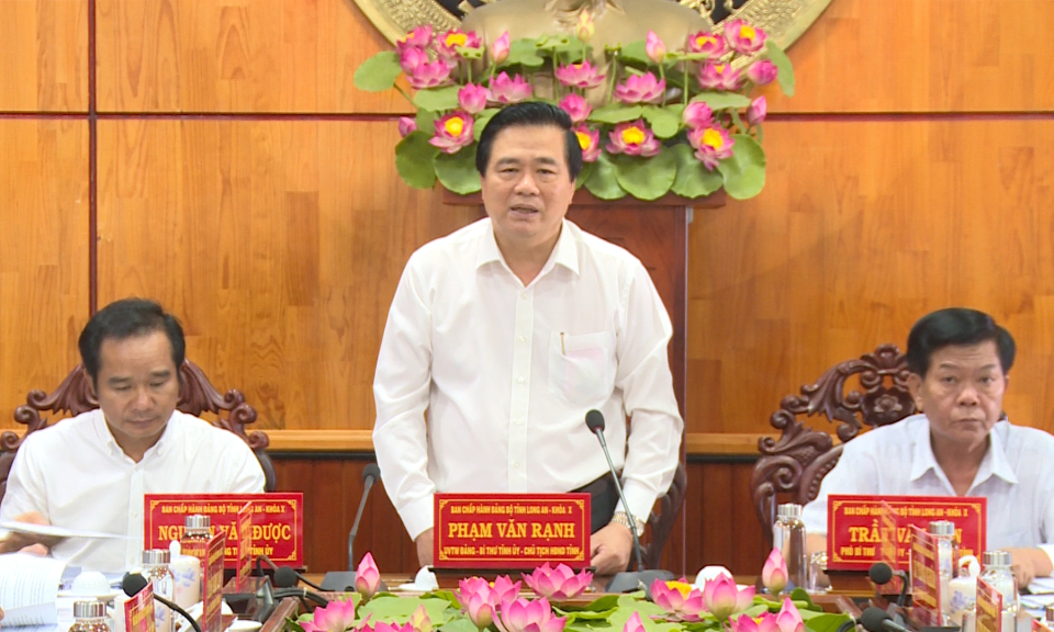 Ban thường vụ Tỉnh ủy làm việc với Ban thường vụ huyện ủy Đức Hòa, Bến Lức