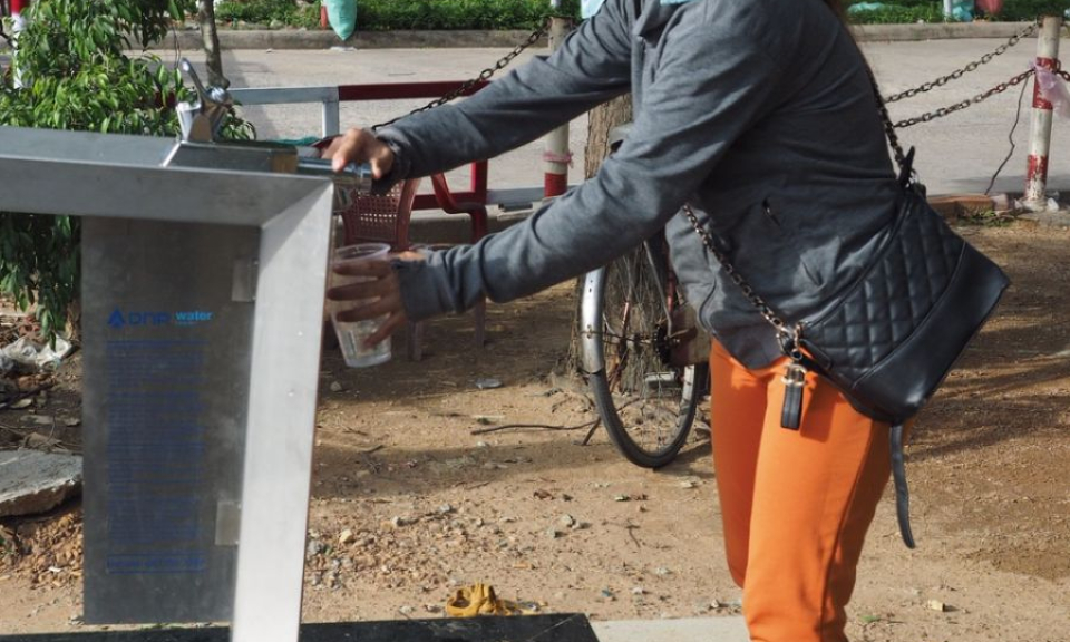 TP Tân An có 2 trụ nước uống tự động phục vụ cộng đồng