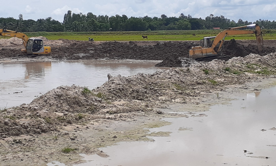 Tân Hưng: Gần 200 ha ao nuôi cá tra bột được san lấp