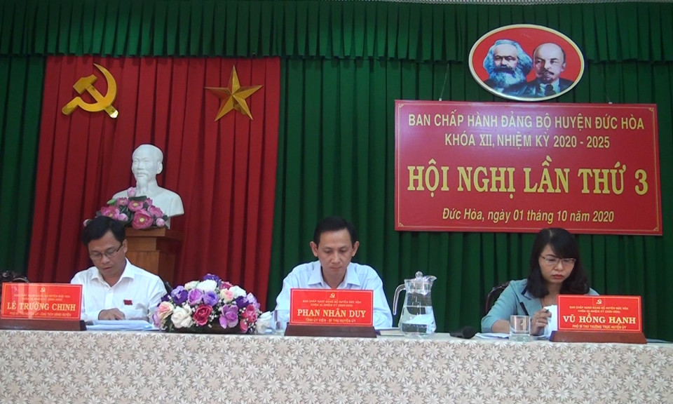 Hội nghị Ban Chấp hành Đảng bộ huyện Đức Hòa lần thứ 3, khóa XII, nhiệm kỳ 2020-2025.