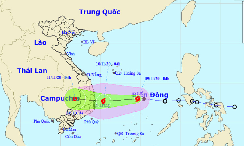 Bão số 12 di chuyển nhanh theo hướng Tây