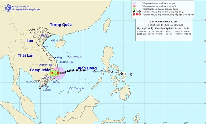 Gần Biển Đông có bão giật cấp 16, áp thấp nhiệt đới đi sâu vào đất liền