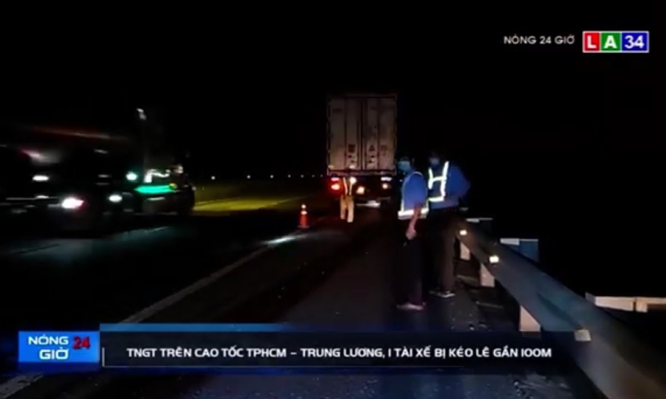 Tai nạn trên cao tốc TP.HCM -Trung Lương: Tài xế taxi bị xe container kéo lê gần 100m