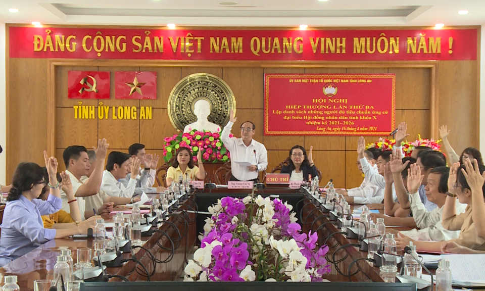 Hội nghị hiệp thương lần thứ 3 lập danh sách người đủ tiêu chuẩn ứng cử Đại biểu Quốc hội khóa XV và Đại biểu HĐND tỉnh khóa X, nhiệm kỳ 2021 &#8211; 2026