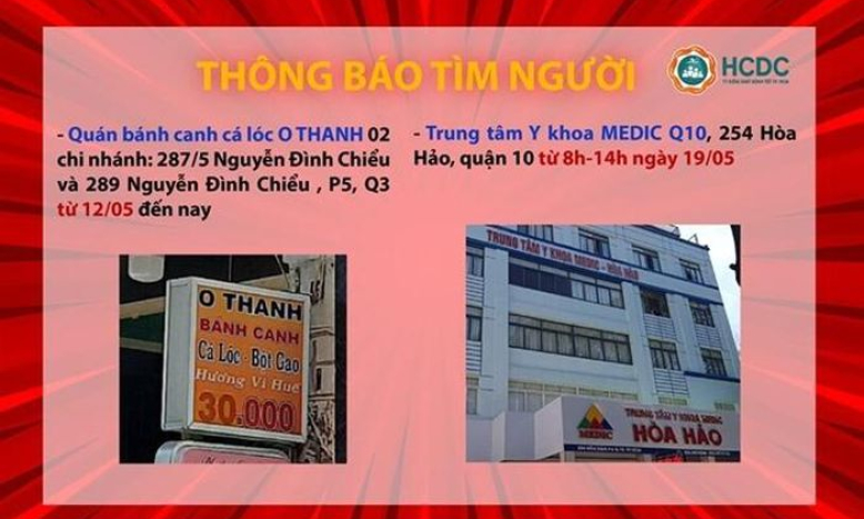 Khẩn tìm người từng tới những địa điểm sau ở TP.HCM