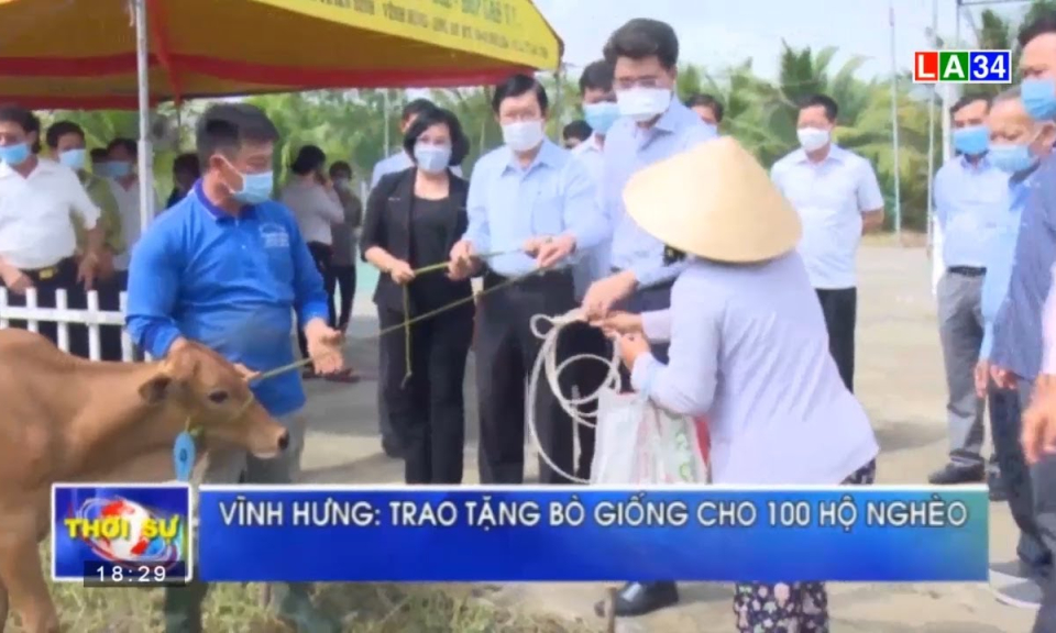 Vĩnh Hưng: Nguyên Chủ tịch nước &#8211; Trương Tấn Sang dự lễ trao tặng bò giống cho 100 hộ nghèo