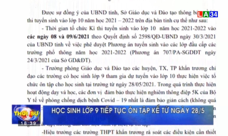 Học sinh lớp 9 tiếp tục ôn tập kể từ ngày 28/5